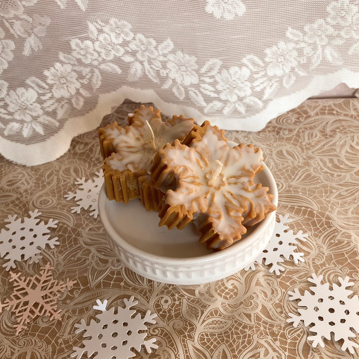 Iced Gingerbread Snowflake Cookie Candle