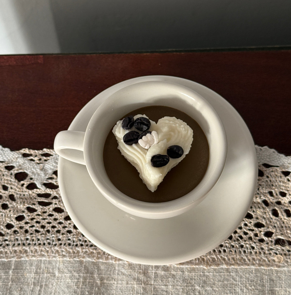 Cappuccino Heart Candle