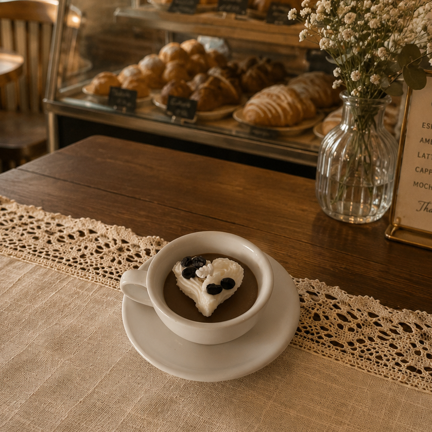 Cappuccino Heart Candle