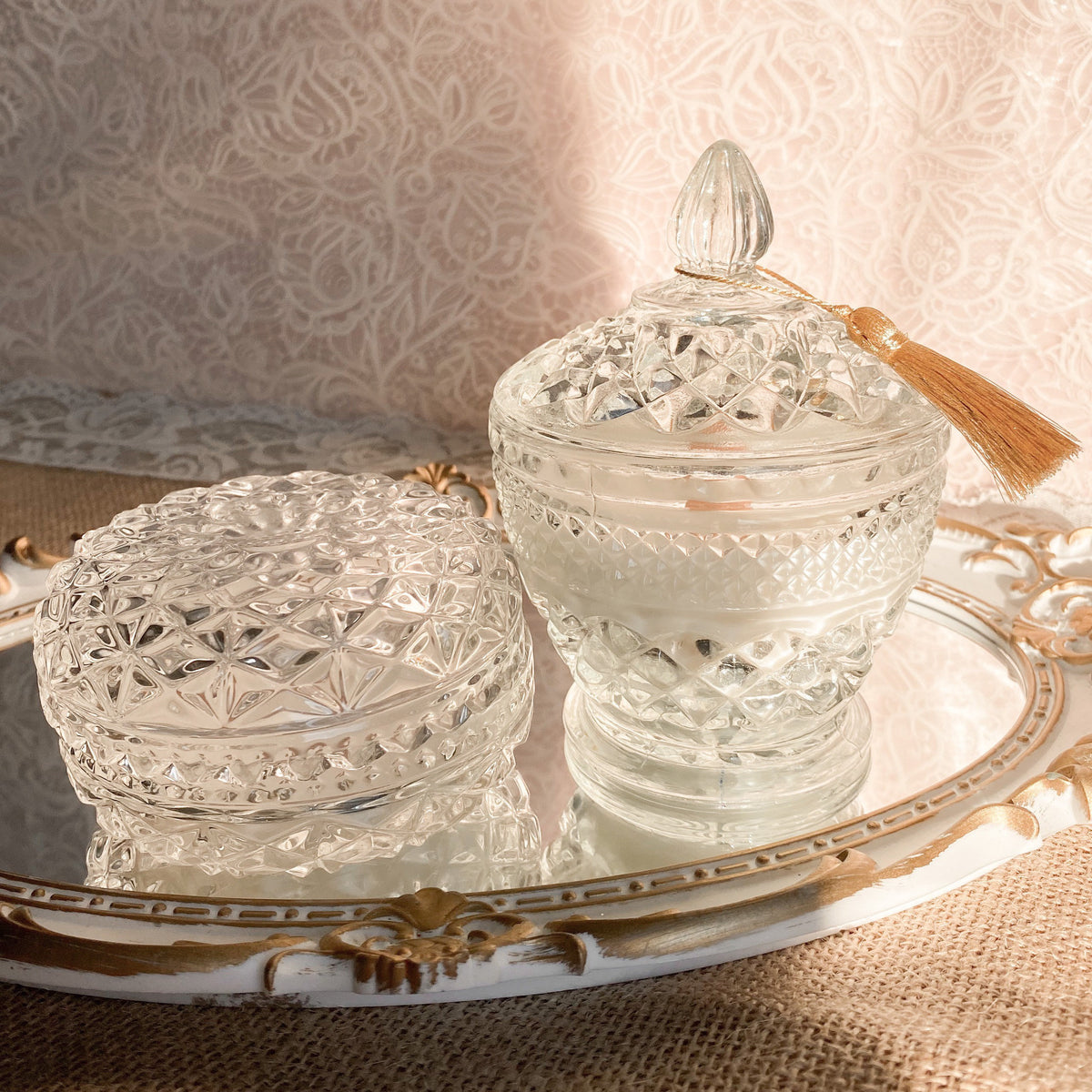 Royal Tassel Set of Two Wooden Wick Orange Blossom Candles